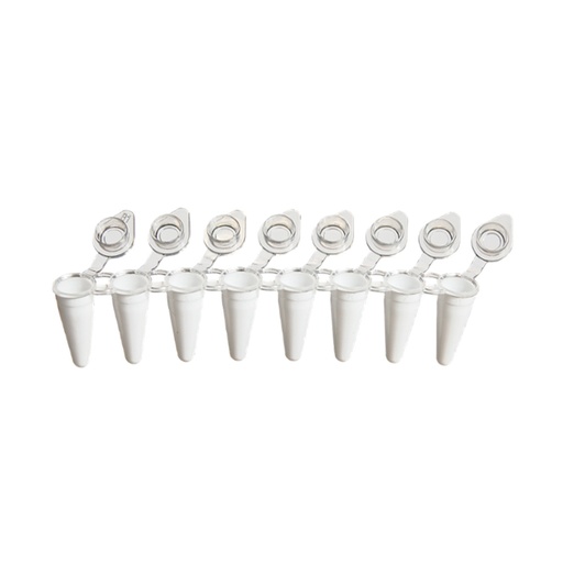 [GEN - WB 0081S] AmpliStar-II 8-Strip 0.1ml Low-Profile White PCR Tubes, Attached Optical Flat Caps
